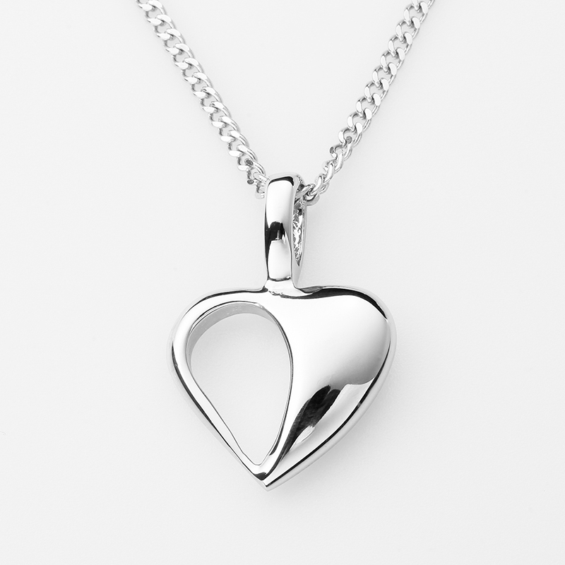 Kvinders rustfrit stål sølv hjerte vedhæng halskæde