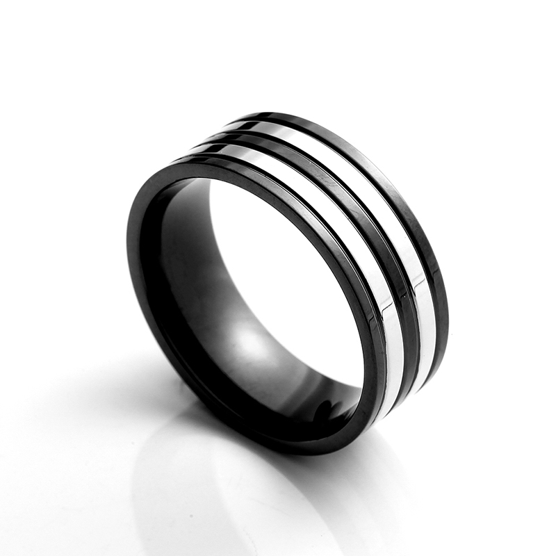 Håndværkerne i stål- ring To toner Sort plating Ring Elegant China Jewelry Manufacturer
